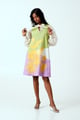 Multi Melody - Neck Tie Shirt + Short Dress Green/White color