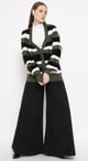 Cardigan with Faux Fur and Fringe Detail Multi color