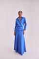 Blue Poplin Flared Maxi Dress Blue color