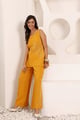 Linen Embroidered Coord Set Mustard color