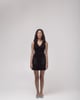 Short Corduroy Dress with Embellished Pocket Detail Black color
