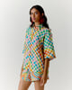 Color Square Oversized Shirt Beige/Green/Blue color