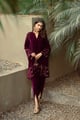 Wine Velvet Suit with Tulip Pants Wine color