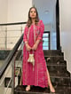 Pink Floral Bandhini Long Dress with Jacket Pink color