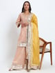 Peach Sunshine Tissue Sharara Set Peach color