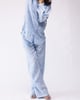 High-Waisted Trousers with Crystal Drop Embellishing Blue color