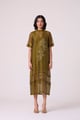 Larisa Handwoven Shift Dress Olive color