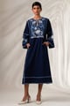 Marlin - Natural Indigo Modest Midi Dress Indigo color