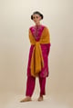 Silk Short Kurta Set with Embroidery Pink color