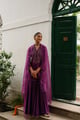 Wine Hand Embroidered Sharara Set Wine color