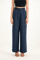 100% Linen Navy Blue Straight Fit Pants Navy Blue color