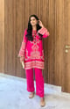 Noor Hot Pink Fusion Embroidered Set Hot Pink color