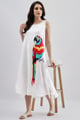 White Macaw Emb Dress White color