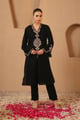 Dori Embroidered Kurta with Narrow Pants Black color