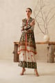 Azira Crepe Printed Matching Set Cream/Black/Green color
