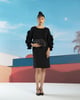 Flower Sleeves Dress Black color