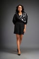 Playsuit with Applique Work on the Shoulder Black color
