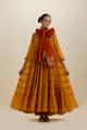 Cotton Chanderi Kurta Set with Embroidery Gold color