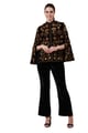 Hand Embroidered Floral Velvet Cape Black color