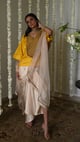 Dupatta in Deep Ivory Organza Ivory color