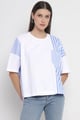 Boxy Stripe Panel Top White/Light blue color