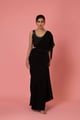 Pre-Draped Midnight Saree Black Black color