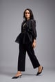 Black Organza Embellished Top with Pants Black color