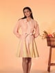 Pastel Checked Belted Shirt Dress with Lace Trim - MANVI DAGA STUDIO - Image 1