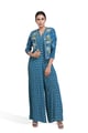 Blue Bandhini Jacket Jumpsuit Blue color