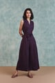 Plum Linen Sculpted Jumpsuit - Saphed - Image 1