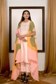 Blush Pink Kurta Set with Pleated Cape Pink color