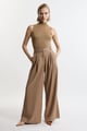 Tailored Wide Leg Darted Trousers Beige color