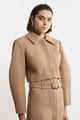 Brushed Cropped Collared Trench Jacket Beige color