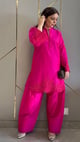 Hot Pink Hand Embroidered Rani Co-Ord with Farshi Salwar Hot Pink color