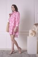 Floral Print Stripe Shirt Dress Candy Pink color