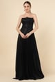 Sequin Corset Plunge Gown Black color