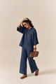 Blue Denim Shirt and Flared Pants Co-ord Set - Spacelines - Image 1