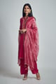 Nazish- Habutai Silk Gota Patti Embroidered Kurta with Salwar and Dupatta Hot Pink color