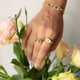 Evil Eye Tiger Eye Stuuded Signet Ring Gold color