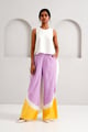 Rabi & Troop - Criss-Cross Top + Wave Hem Pants White/Lavender color