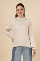 Sweater with Pearl Embellishments Beige color
