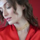 Linked Spike Pearl Chain Necklace Gold color