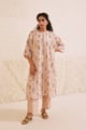 Onion Pink Chanderi Hand Block Floral Print Kurta Set Onion Pink color