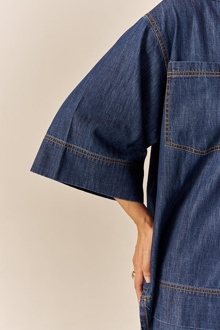 Blue Denim Shirt and Flared Pants Co-ord Set