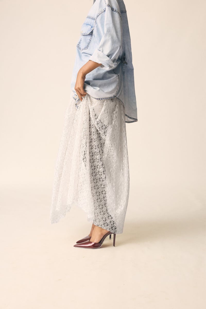 White Lace Maxi Skirt with Built-in Inner Shorts