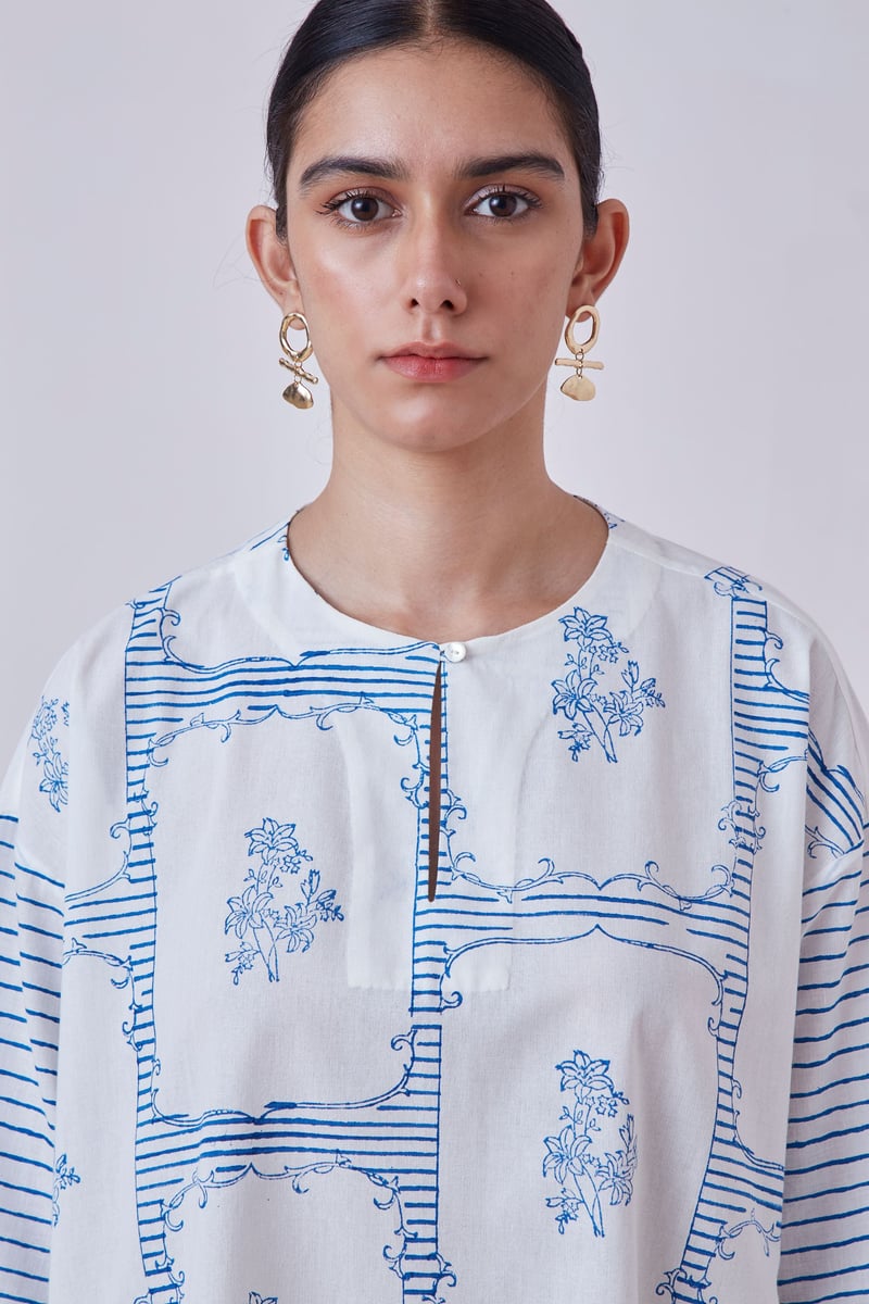 Dalip Blue Hand Printed Dress