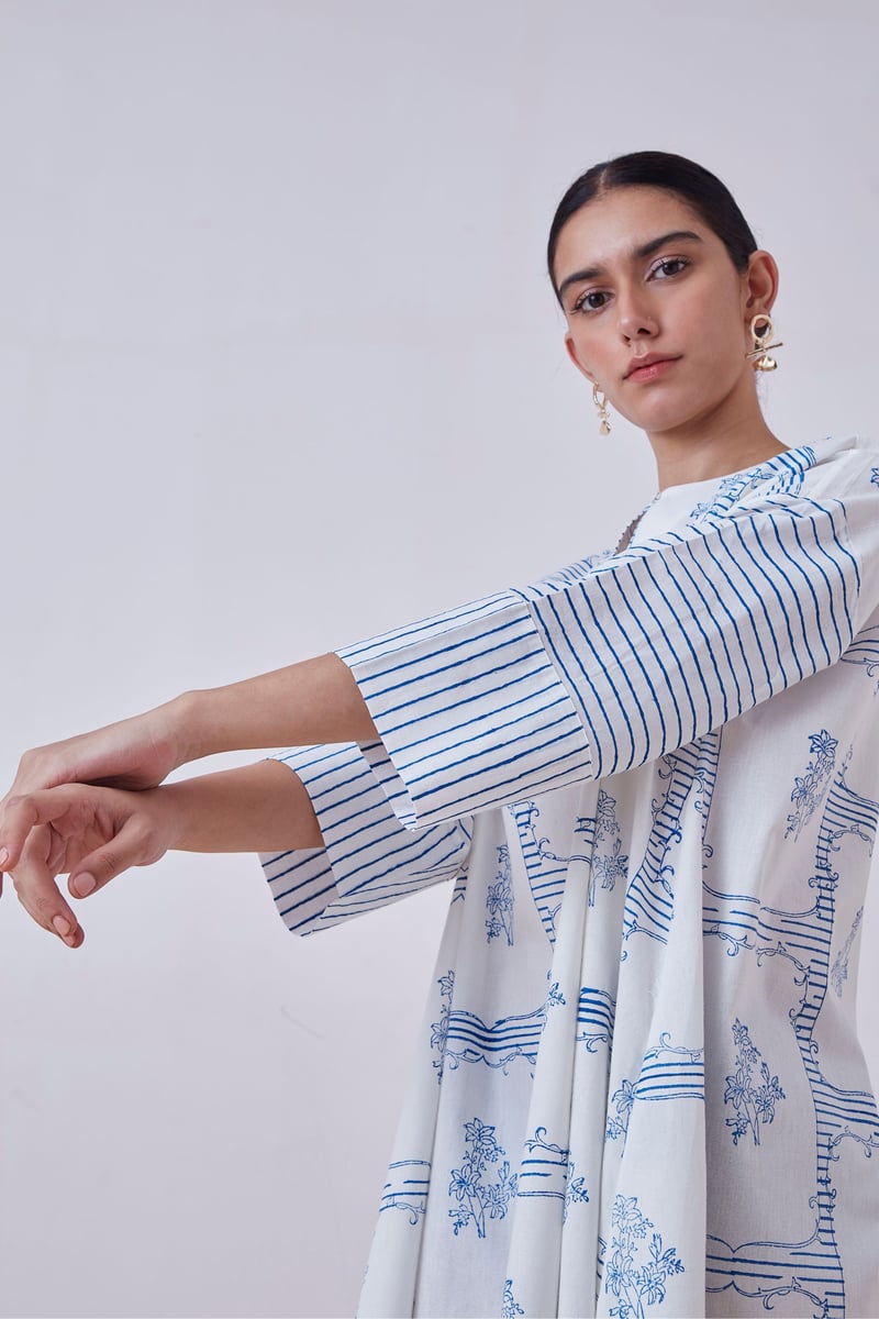 Dalip Blue Hand Printed Dress