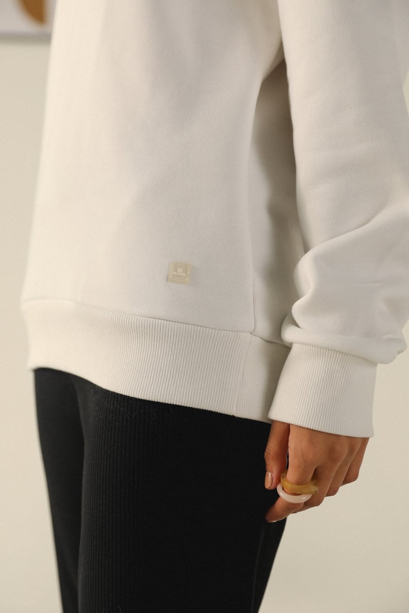 White Relaxed Fit Pullover Hoodie with Back Graphic