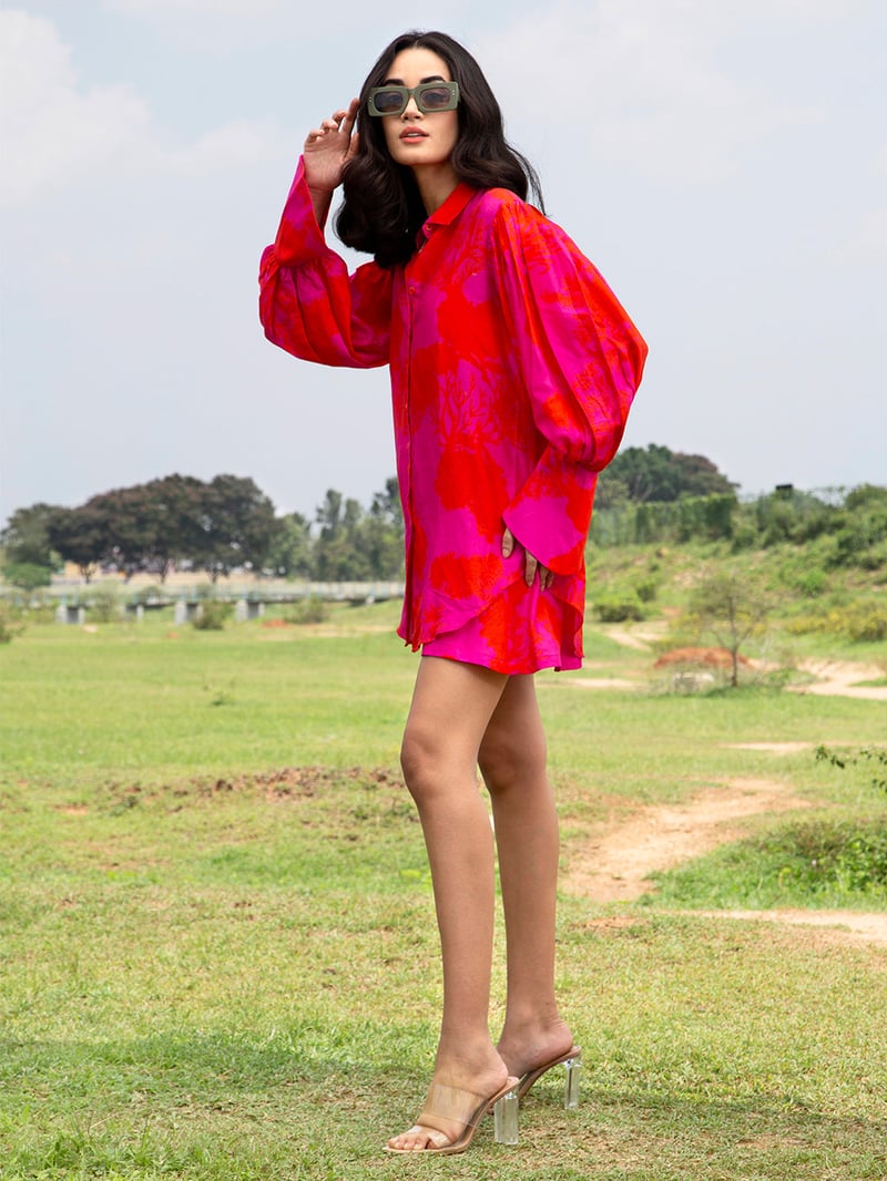 Pink Printed Shirt and Shorts Co-ord Set