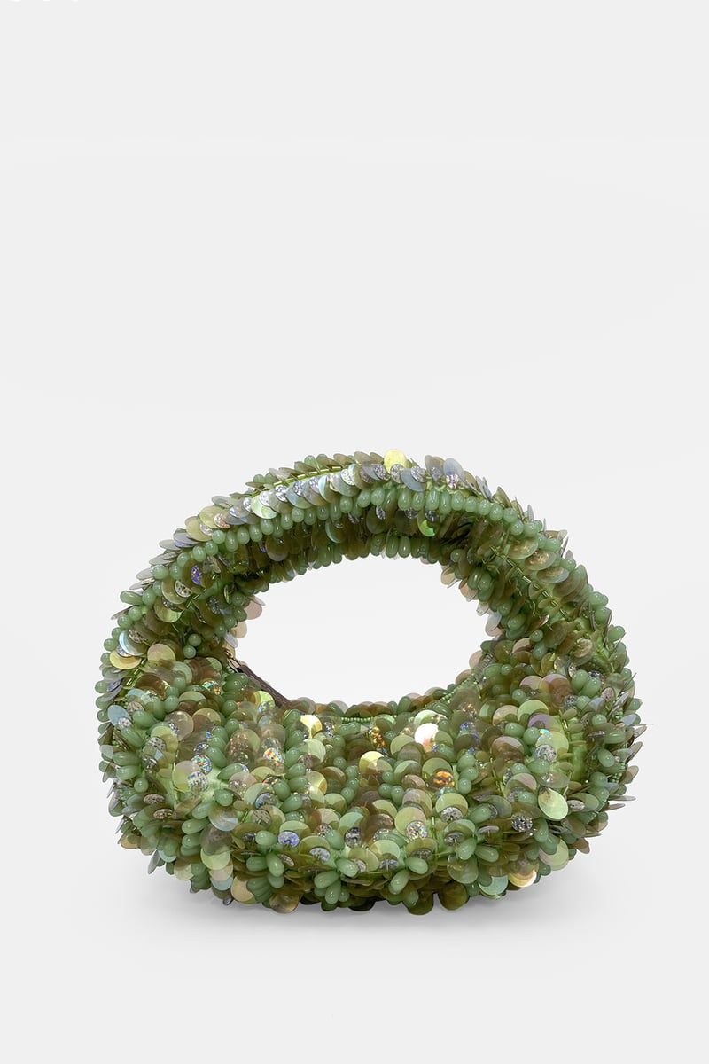 Pistachio Bloom Luxe Embellished Beaded Bag
